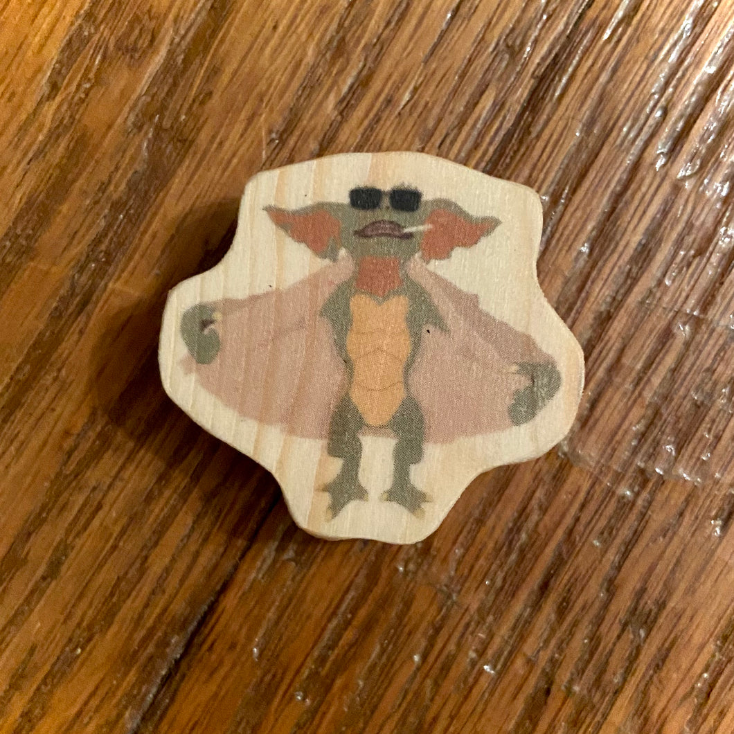Flasher Gremlin Wood Pin or Magnet
