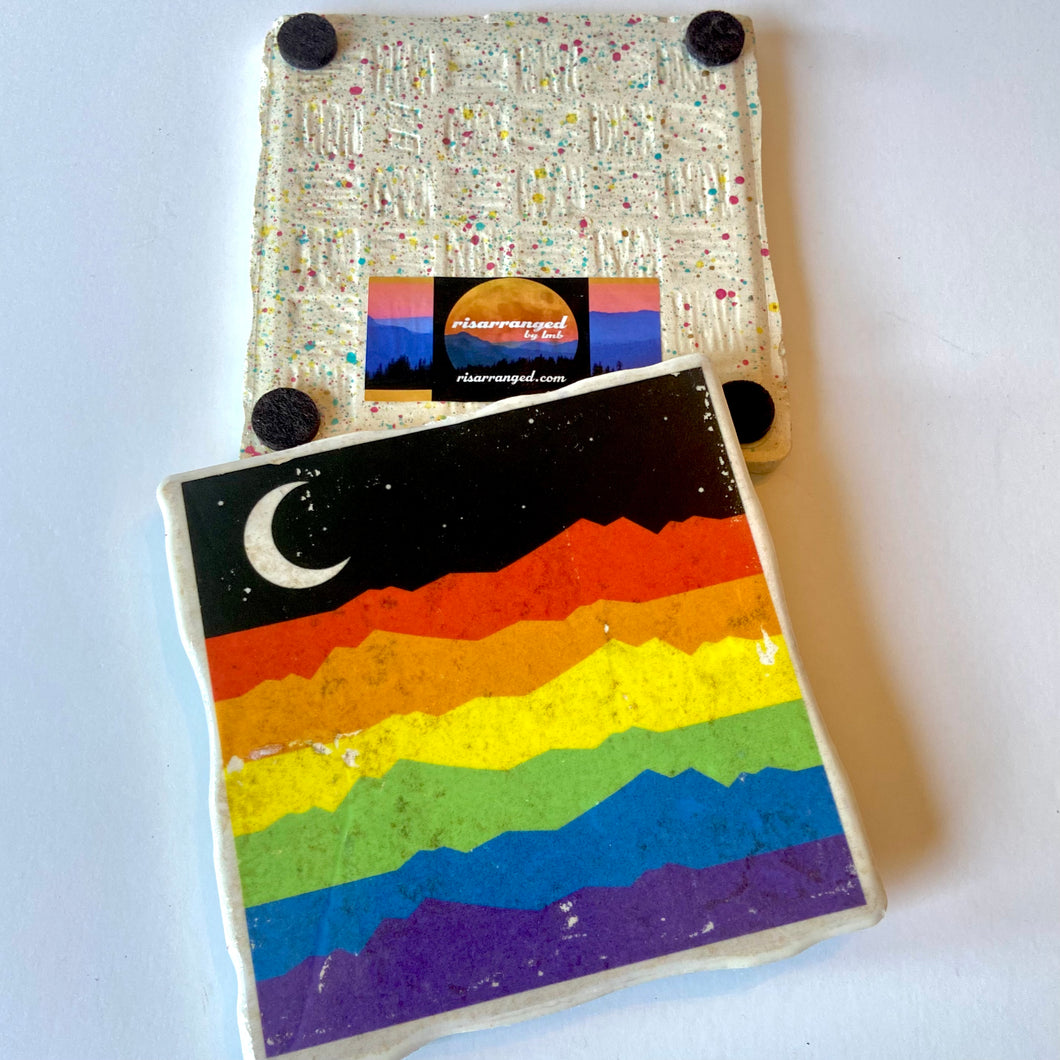 Rainbow Mountain Ceramic Tile Coaster