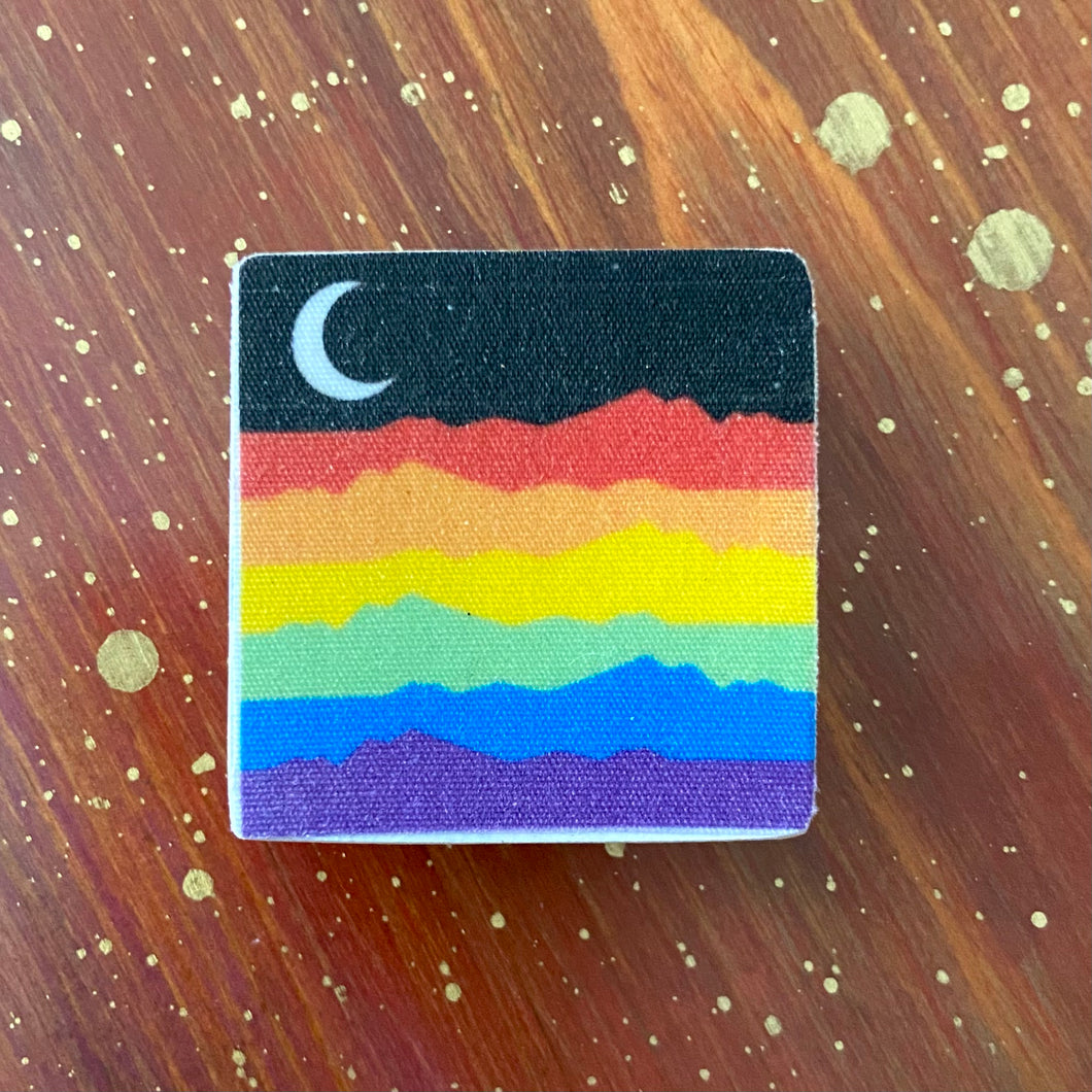 Rainbow Mountain Wood Pin or Magnet