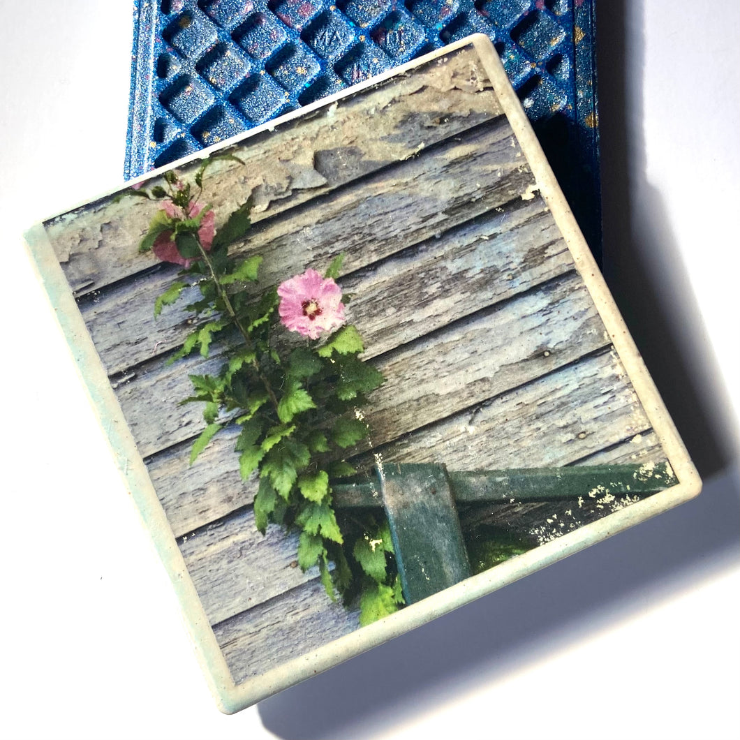 Rustic Floral Ceramic Tile Coaster